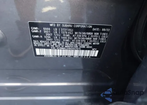 2022 Subaru Ascent Limited из США, поврежденный, VIN 4S4WMALD9N3457975
